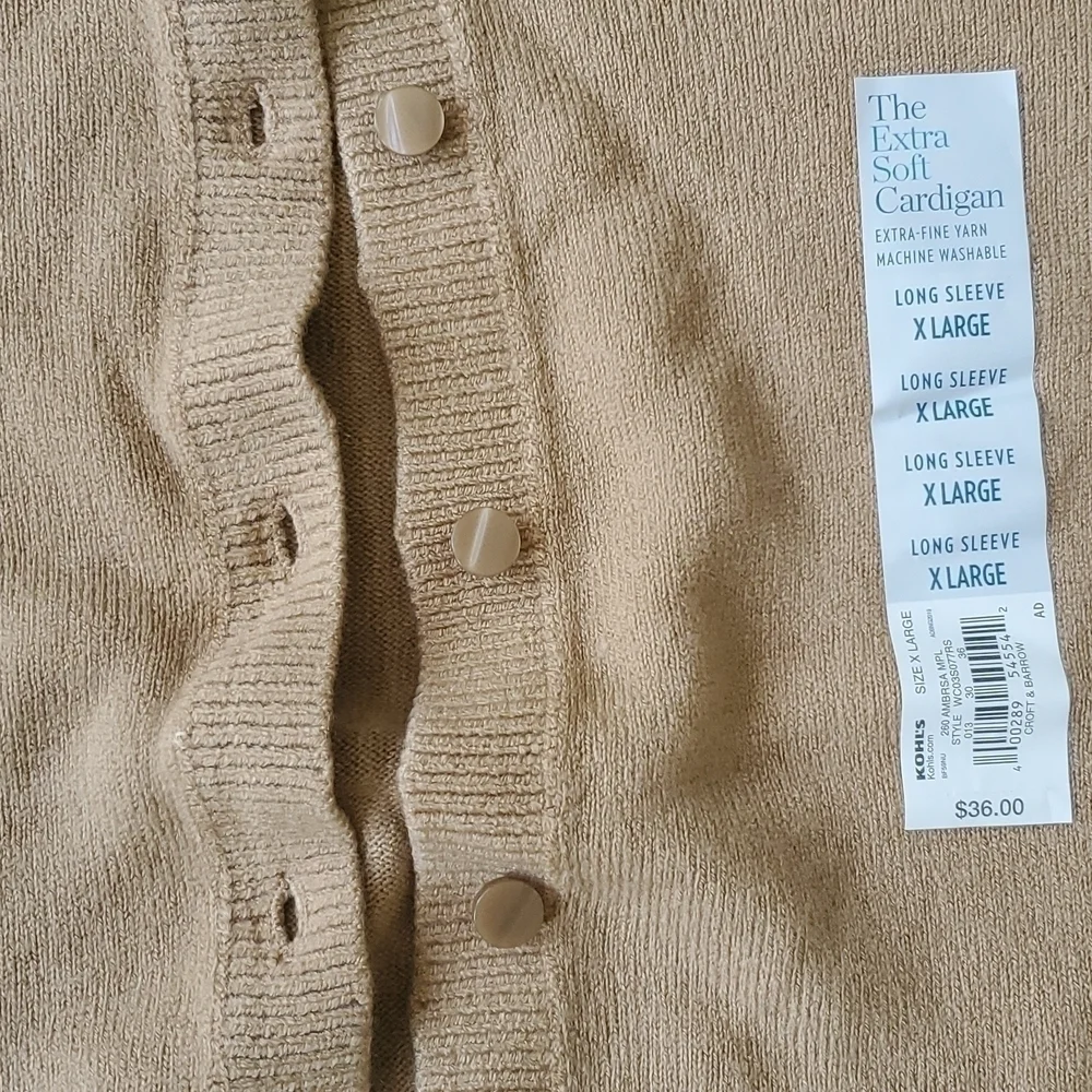 NWT Croft & Barrow Extra Soft Cardigan Sz XL